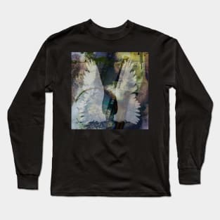 Dark grunge background with angels wings Long Sleeve T-Shirt